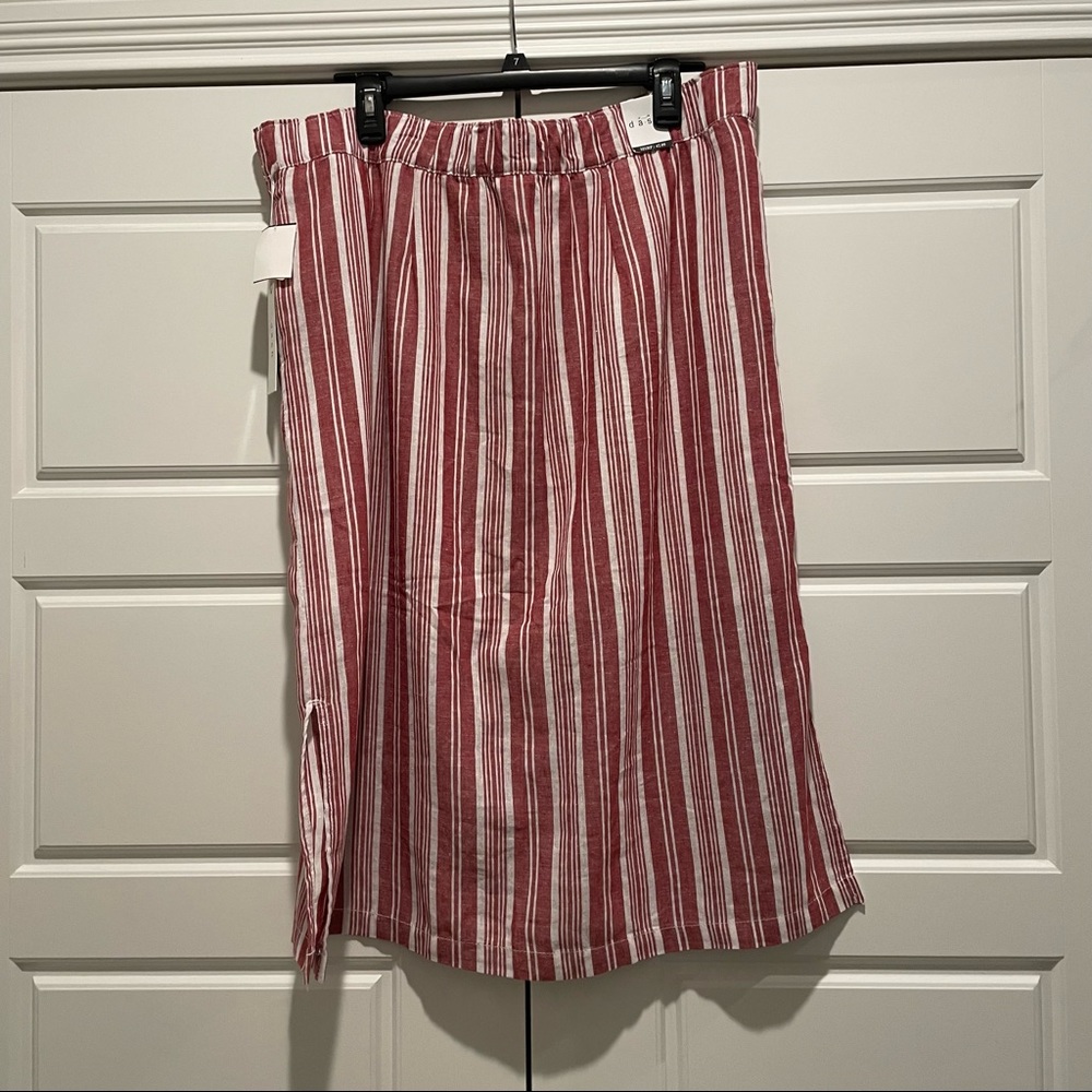 Dash Linen Blend Red White Skirt